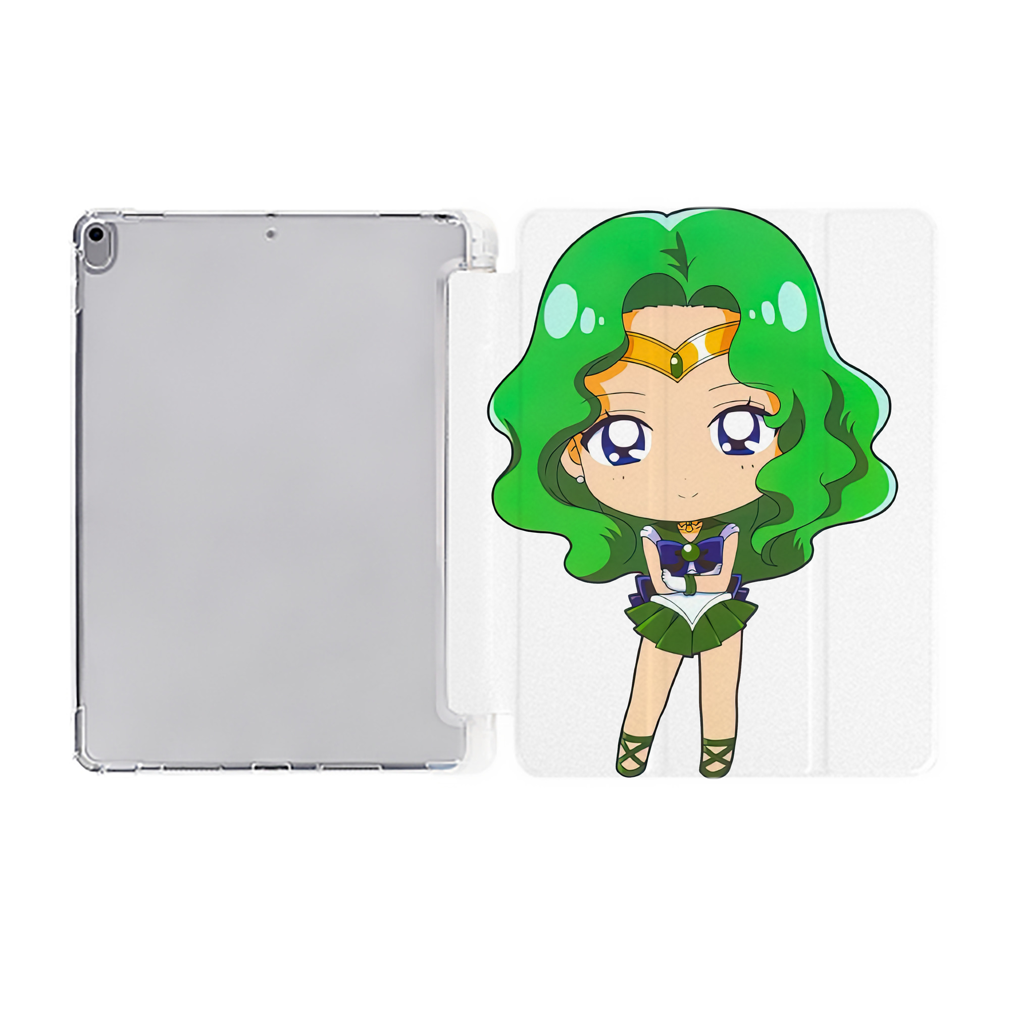 （画像用） 美少女戦士セーラームーン 海王 みちる（かいおう みちる） Sailor Moon Kaiou Michiru IPad ケース ペン収納付き 三つ折りスタンド PUレザー×シリコン 対応機種9.5/10.5/10.9インチ